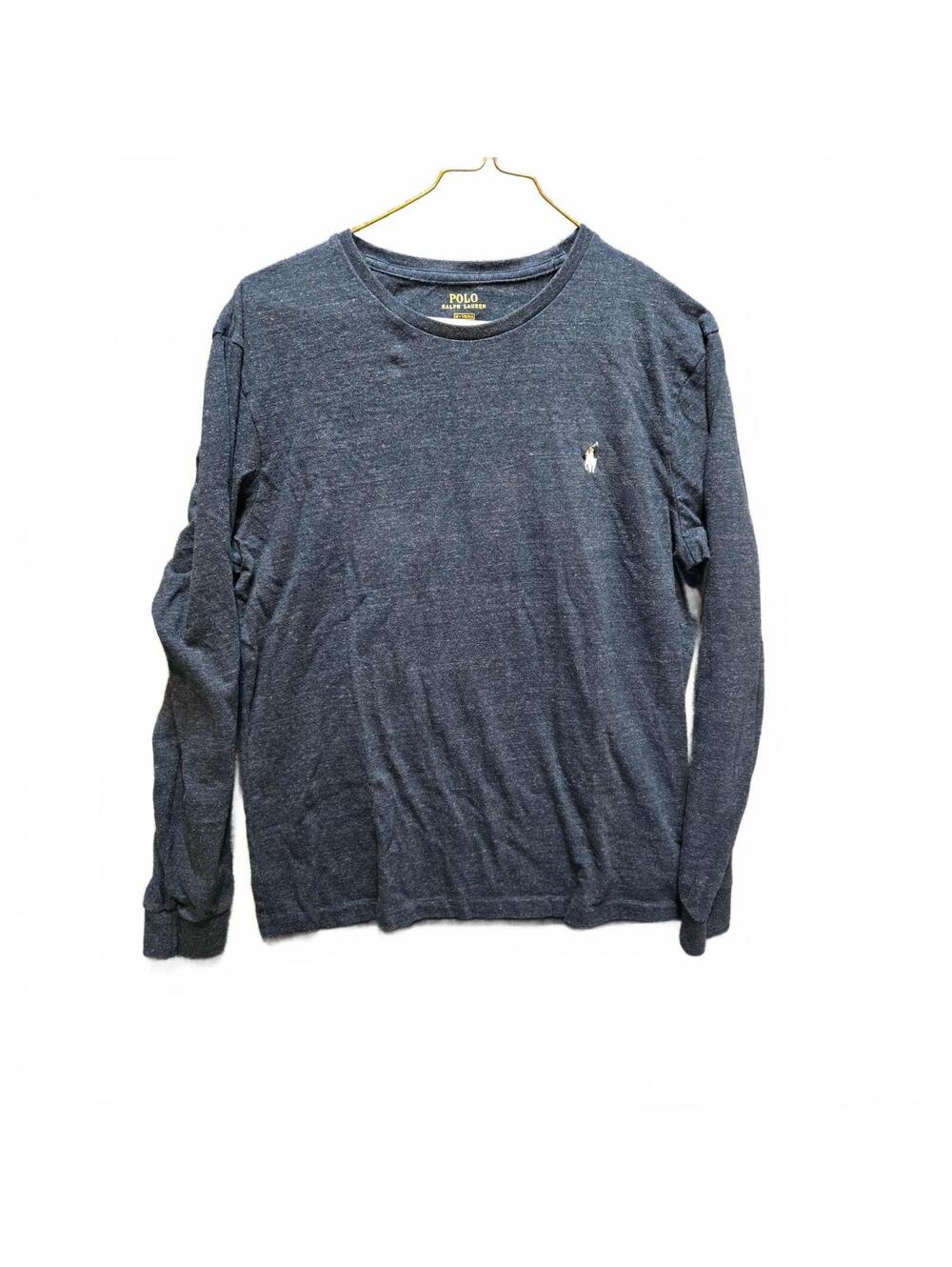 Polo Ralph Lauren Men's Long Sleeve T-Shirt Heather Navy Blue Crew Neck M